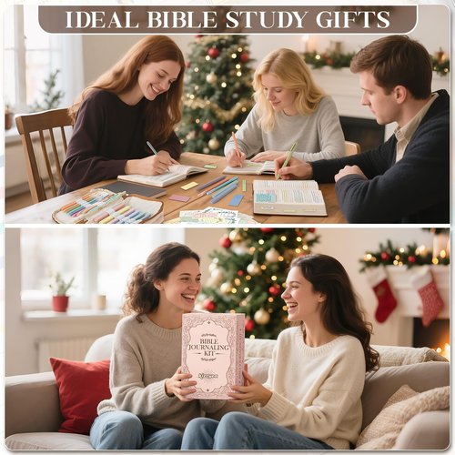 KIZZYEA Bible Journaling Kit, Bible Study Supplies with No Bleed Highlighters, Pens, Tabs, Pencil Case, Christian Gifts for Women, Bibles Accessories Kits for Bible Study Group, Students, Beginner