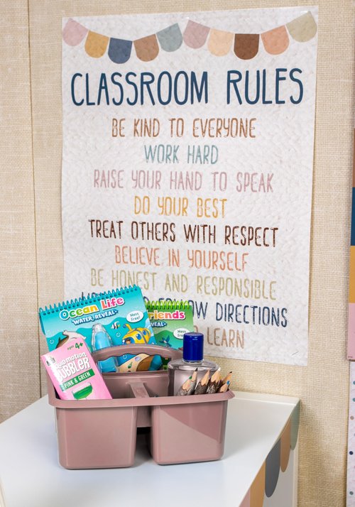 Teacher Created Resources Light Mauve Portable Plastic Storage Caddy 6-Pack for Classrooms, Kids Room, and Office Organization, 3 Compartments