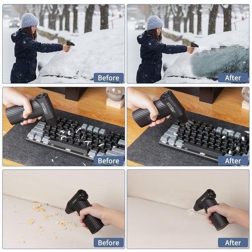 Koilboane Compressed-Air-Duster Brushless Electric Air Blower, Mini Powerful Cordless Rechargeable 8000mAh Battery Jet Dry Portable Jet Turbo Fan Dust Snow Blower for Cleaning Car/Keyboard/PC/Home