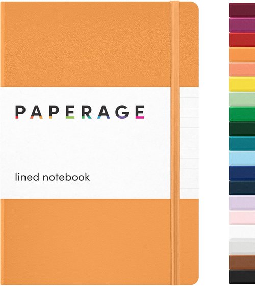 Paperage Lined Journal Notebook - Marigold, 160 Pages, Medium 5.6" x 8" - Durable Hardcover for Work & School
