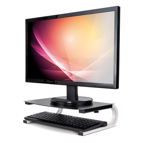 Allsop Redmond Monitor Stand, holds 40 lbs with keyboard storage space - Black (29248)