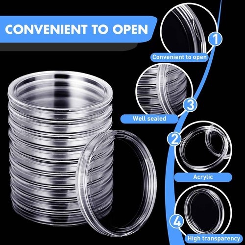 Silver Dollar Coin Case Holder for Collectors 40.6mm Silver Bar Plastic Round Coin Capsules Covers with Storage Organizer Box for Silver Bar Coin Collection Supplies (300)