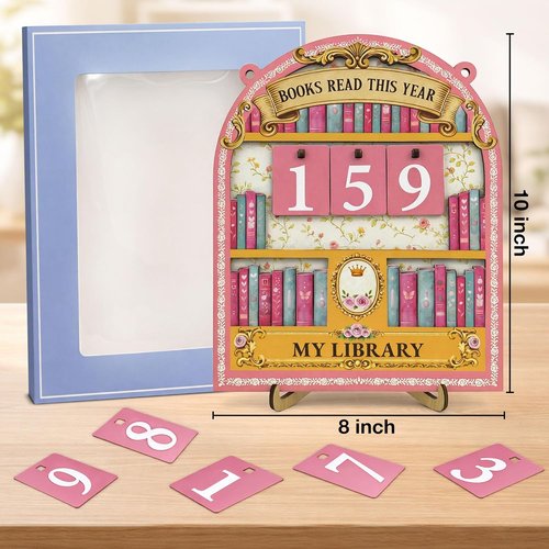 Books Read This Year Counter Sign - Pink Reading Tracker Ornament | Perfect Gift for Book Lovers
