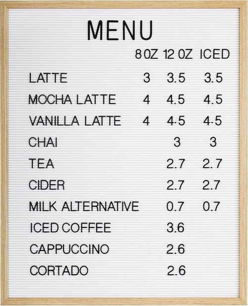 Regine Switzerland 24 x 30 Inch White Framed Menu Letter Board - Premium Felt Display for Restaurants & Cafés