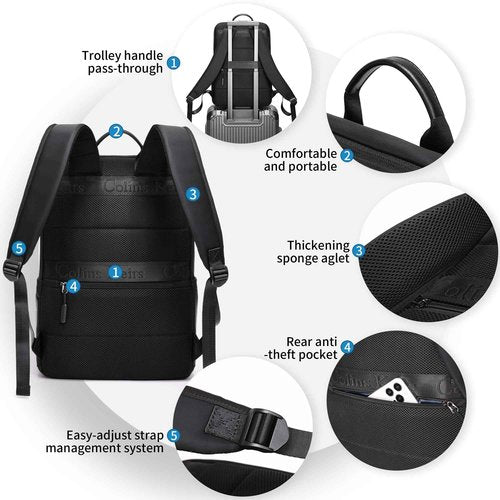 Colins Keirs Men's Travel Backpack with Laptop Compartment, Waterproof Carry-On Backpack for Business, Work & Weekend Trips