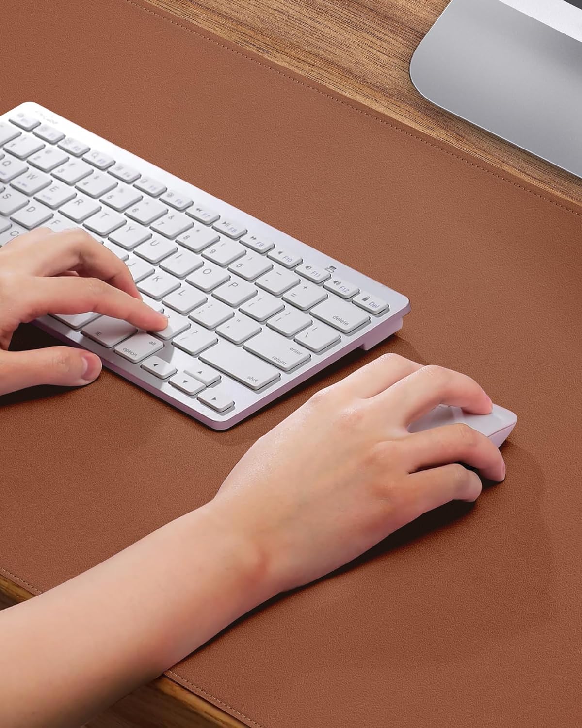 Skiennix Leather Desk Mat - Non-Slip PU Leather Mouse Pad | Waterproof Office Blotter (Brown, 31.5" x 15.7")