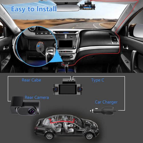 4 Channel Dash Cam 360° View,4K Front Rear Inside Dashcam,Left Right Dash Camera for Cars,Built-in GPS, 5G WiFi,Voice Control,Night Vision, 24/7 Recording Parking Mode Monitor, Free 128G Card