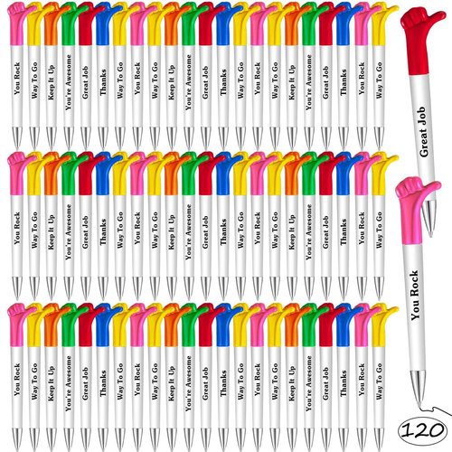 Woanger Inspirational Quotes Thumbs up Pens Thank You Gifts Bulk Employee Appreciation Motivational Ballpoint Pen for Appreciation Back to School Gift Student Teacher Nurse Coworker(120 Pieces)