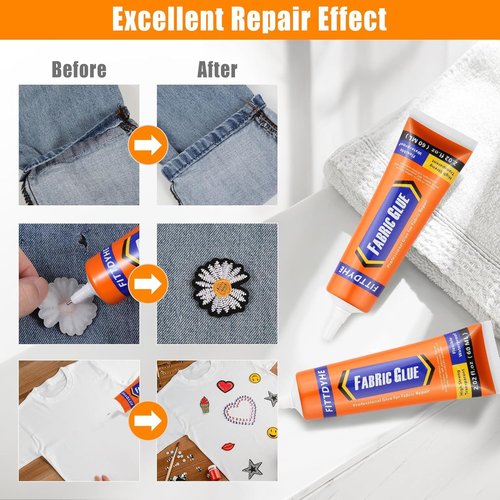 Fabric Glue by Skiennix - Permanent Washable Adhesive for Clothing, Denim & Fabrics | 60ML/2.02oz