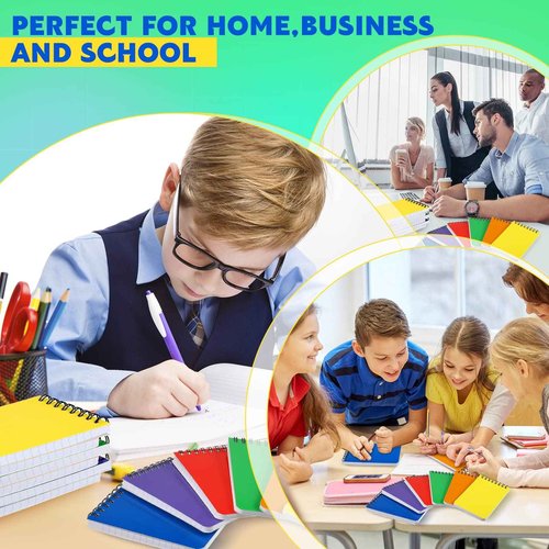 60 Pack Spiral Memo Pads 3 x 5 Inch Spiral Journal Lined Wirebound College Ruled Notebook Solid Colors, 75 Sheets/pad, Notebook for School Travel Office Business Supplies