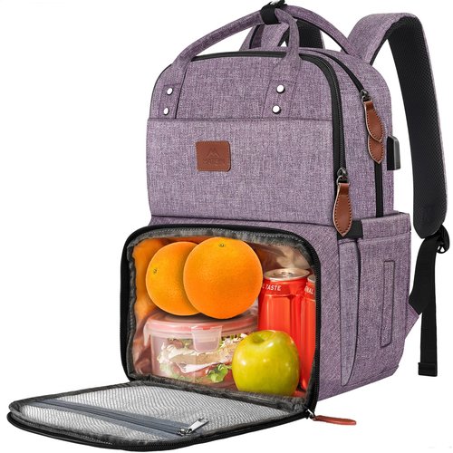 MATEIN Laptop Backpack with Lunch Box, Insulated Women Backpacks with Cooler Compartment, 15.6 inch Water Resistent Tote Food Bag with USB Charging Port for College Beach Camping Picnics Hiking
