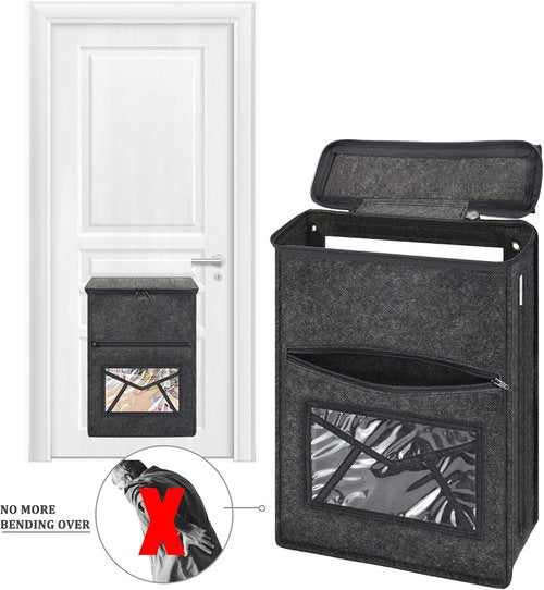 Mail Slot Catcher Bag by [Brand Name] - High Capacity Grey Felt Cover | Space-Saving & Self-Adhesive Home Accessory