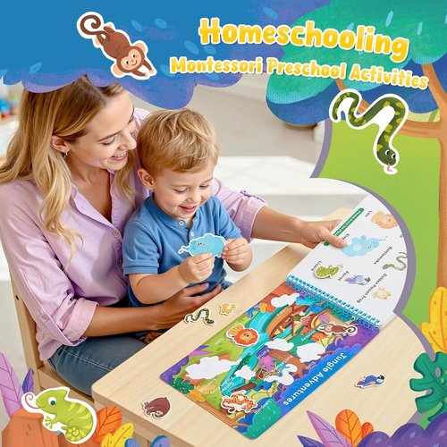 JoyCat Preschool Busy Book - Dual-Language Learning Activities for Toddlers 3-5 | Educational Sensory Toy