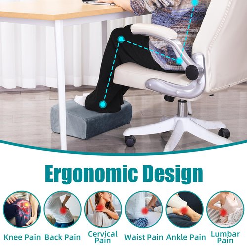 MABOZOO Foot Rest Under Desk, 3 Adjustable Height Foot Rest with High-Density Foam Ergonomic Design Foot Stool with Removable and Washable Cover for Office Home Travel - Gray