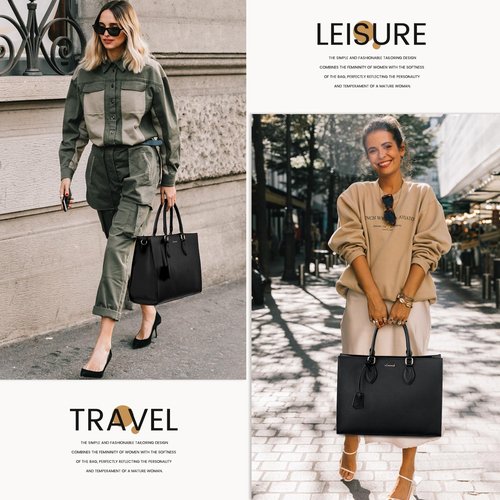 LOVEVOOK Laptop Bag for Women 15.6 Inch Work Bags for Women Waterproof Computer Bag Laptop Tote Bag Leather Briefcase Business Office Bag Large Capacity Handbag Shoulder Bag