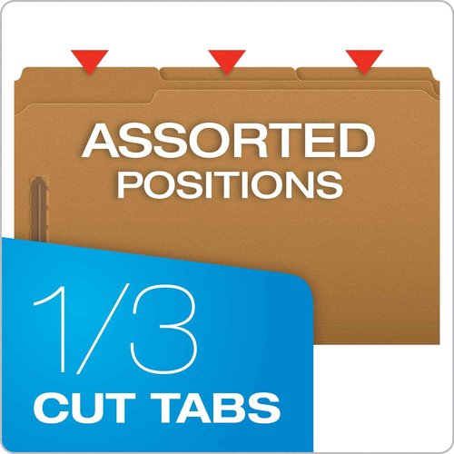 Pendaflex FK312 Pendaflex Kraft 2-Fastener Classification Folder with 1/3 Cut Tabs, 50/Box, Brown, Legal