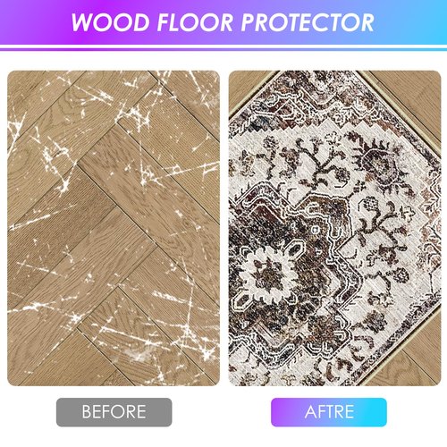 Kuyal Office Chair Mat for Hardwood Floor, 48 x 60 inches, Modern, Beige Brown