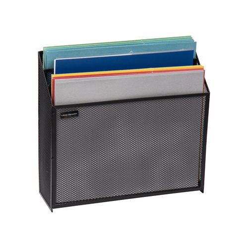 Mind Reader Vertical File Storage, Desktop Organizer, Workspace, Office, Metal Mesh, 12.5" L x 3.75" W x 11.5" H, Black