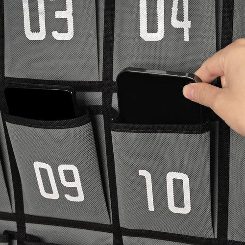 Loghot Classroom Accessories Closet Pocket Chart for Cell Phones Holder Wall Door Hanging Organizer (36 Pockets Gray)