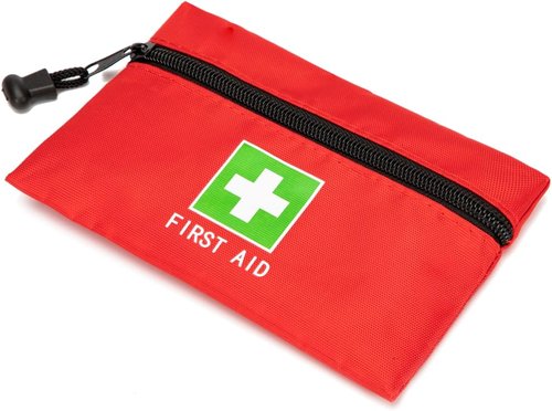 Red Emergency Bag - First Aid Travel Rescue Pouch for Car, Home & Office | 12pcs Green Print (6.3x4.3)