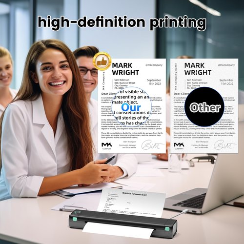 Phomemo M08F Portable Printers Wireless for Travel, Support 8.5" X 11" Thermal Paper, Bluetooth Thermal Printer Compatible with iOS, Android & Laptop, Inkless Mobile Printer for Office, Home, School