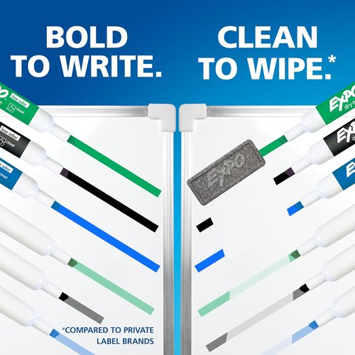 EXPO Dry Erase Markers - Low Odor Black Ink, Chisel Tip, 4 Count | Essential for Office & Classroom