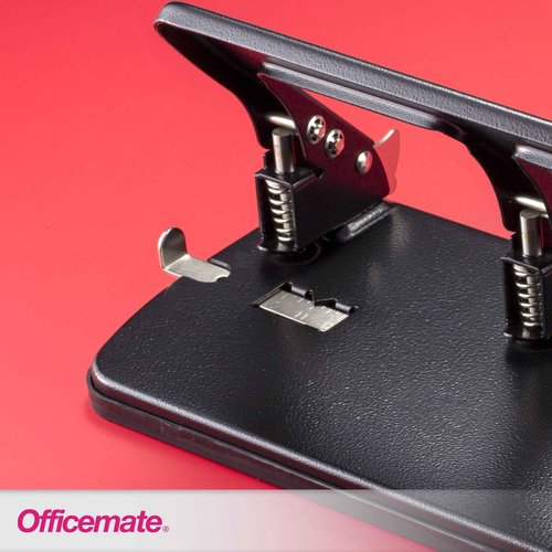 Officemate Medium Duty 3 Hole Punch with Ergonomic Handle, 30 Sheet Capacity, Black (90088)
