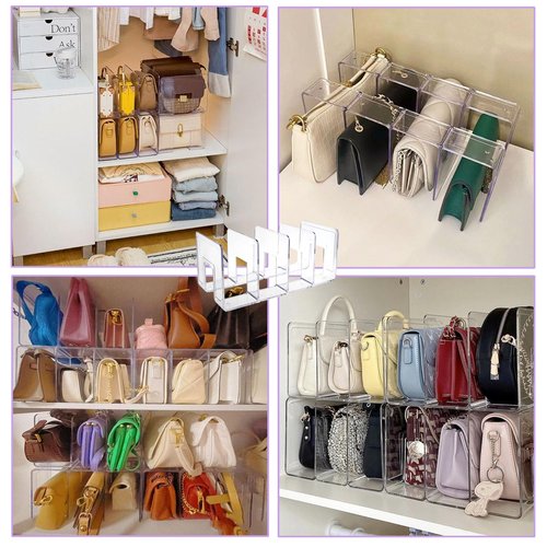 Acrux7 4 Pack Clear Acrylic File Organizer 4 Sections Acrylic Desk File Sorter 12.8 x 5.6 x 5.1 Inch Vertical Desk File Organizer, Acrylic Dividers for Office Home Shelves Book Mail Purse Handbag