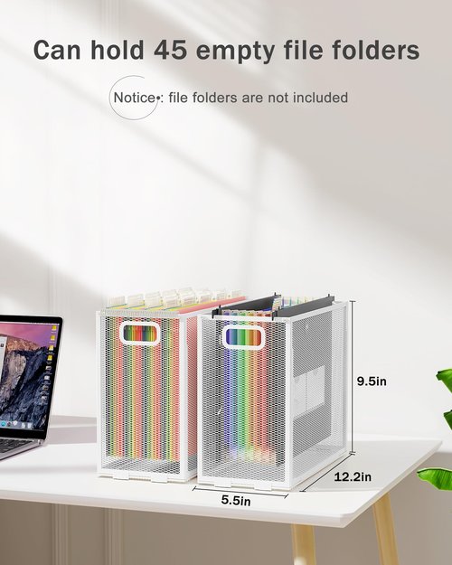 Oterri Hanging File Organizer, Portable Desktop File Crate for Letter Size Folders, Mesh Hanging Organizer (Pure White, 1 Pack)