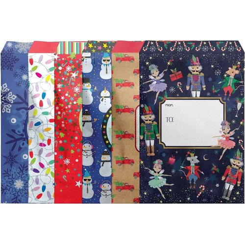 Jillson & Roberts Small Christmas Decorative Foam Padded Mailing Envelopes, White, Blue, Navy, Red, Green, Lime, Pink, Purple, Yellow, Orange, Black, 12 Count
