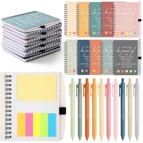 Resurhang 30 Sets/60 Pcs Employee Appreciation Gifts 30 May You Be Proud of The Work Notebooks with Sticky Note 30 Ballpoint Pens for Teachers Students Volunteer Nurse Thank You Gift(Fresh Color)