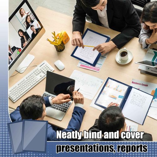 Teling 24 Pcs Report Covers with 3 Prong Fasteners Clear Front Presentation Folders Frame View Poly Report Folder Presentation Binder for Paper Document School Office (Dark Blue)