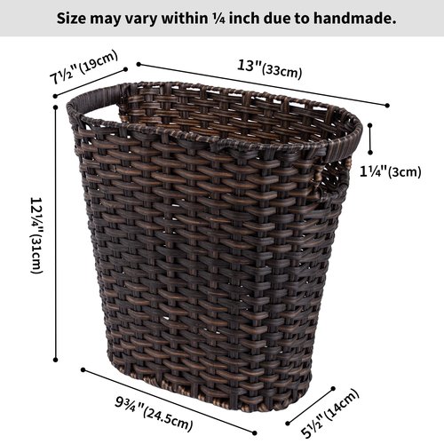 GRANNY SAYS Bundle of 1-Pack Small Trash Can Dark Brown & 1-Pack Wicker Bathroom Wastebaskets Gray