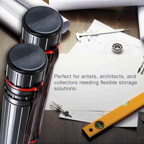 U.S. Art Supply Large Telescoping Drafting Tube (Pack of 2) - 4-7/8" Outside/4-1/2" Inside Diameter, Expands 30-1/4" to 47-3/4", with Shoulder Strap