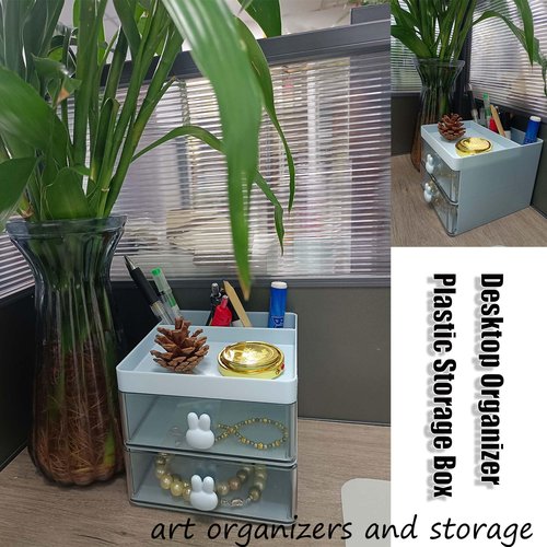 DPYSG_TO Elegant Transparent Acrylic Desk Organizer - Perfect for Office Desk Accessories, Cosmetic Organizer (Pink, L)