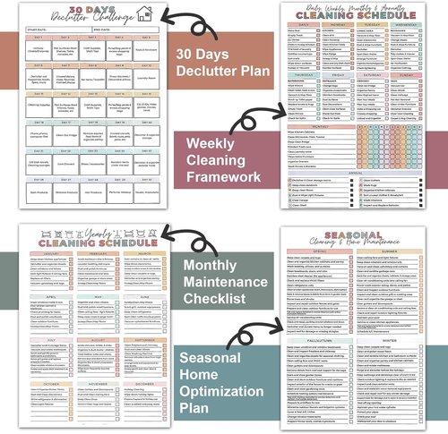 ADHD Cleaning Planner - Organized Schedule & Checklist for Adults | Daily, Weekly, Monthly Use
