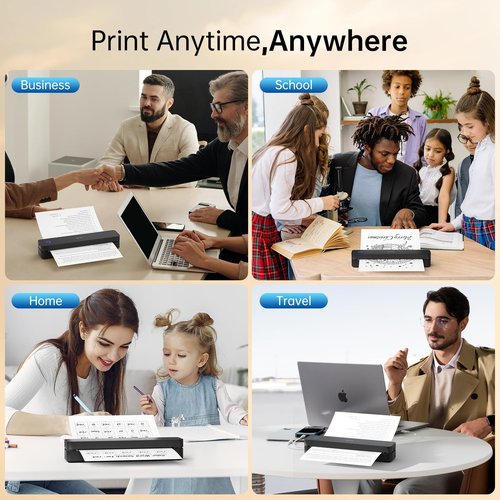 iDPRT Portable Thermal Printer, 300DPI Inkless-Bluetooth Small Mobile Printers Wireless for Travel, Office, Vehicles, Home Use, Supports 8.5" x 11" US Letter, A4 A5, Compatible with iOS, Android, PC