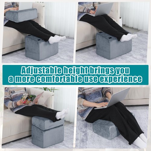 MABOZOO Foot Rest Under Desk, 3 Adjustable Height Foot Rest with High-Density Foam Ergonomic Design Foot Stool with Removable and Washable Cover for Office Home Travel - Gray