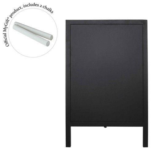 MyGift Freestanding Black Metal A-Frame Chalkboard Sidewalk Sign, Double Sided Erasable Business Advertising Restaurant Signage