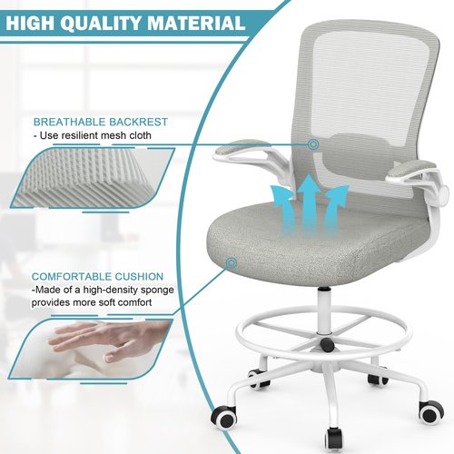 Mimoglad 𝐃𝐫𝐚𝐟𝐭𝐢𝐧𝐠 𝐂𝐡𝐚𝐢𝐫, Tall Office Chair with Adjustable Lumbar Support, Ergonomic Standing Desk Chair, Mesh Computer Chair for Drawing Work