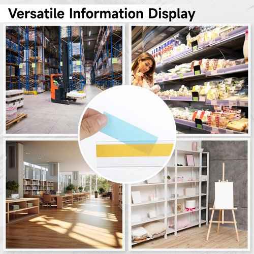 25 Pcs Shelf Label Strips, 47 x 1.25 Inches Self Adhesive Label Holders, Shelf Price Tag Holder, Clear Plastic Label Holders, Shelf Label Clips for Metal Wood Plastic Shelf