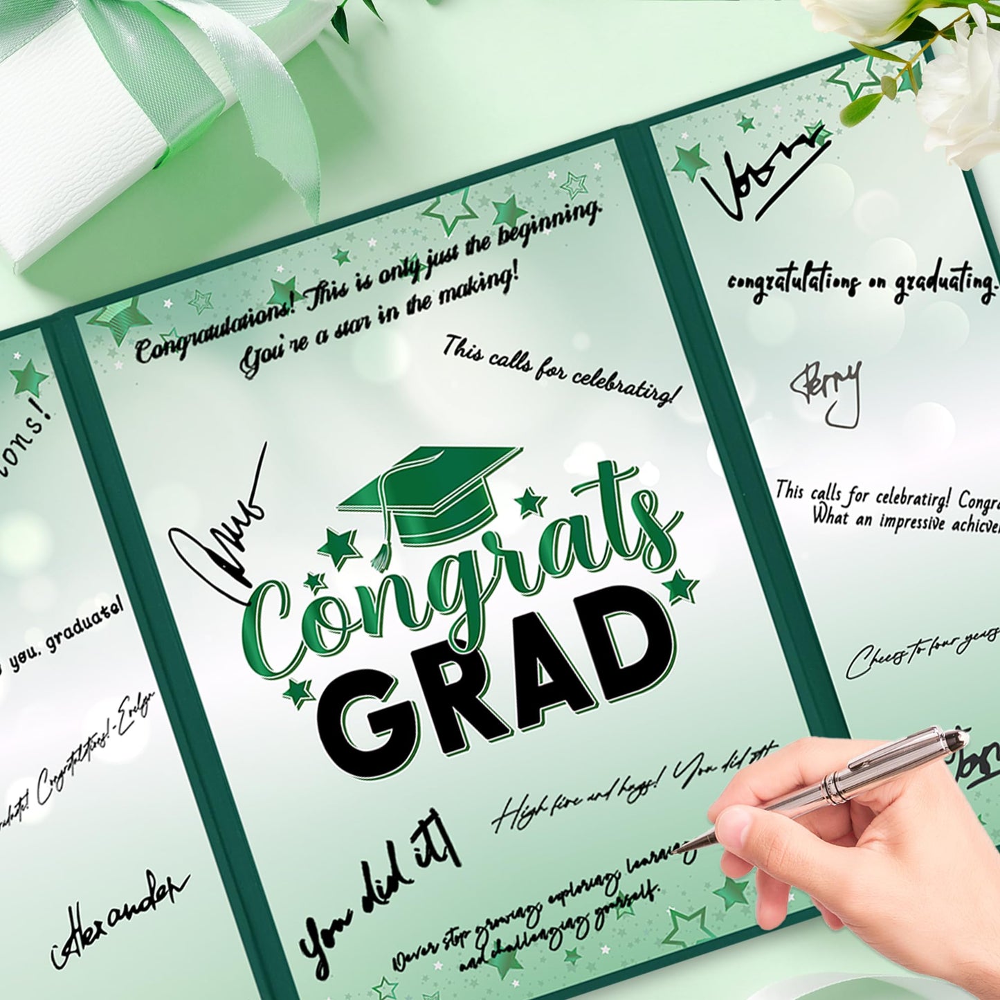 Trgowaul 2026 Graduation Party Decorations, Green Class of 2026 Guest Book Alternative, Congrats Grad Signature Certificate Board, Congrats Grad Sign, Graduation Party Supplies Favors Gifts