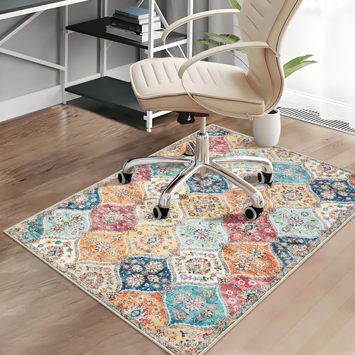 CAREMEE Office Chair Mats for Hardwood Floor, 48"X60" Desk Chair Mat for Hard Floor, Gaming Computer Chair Mat Office Rug for Rolling Chairs, Low Pile Carpet Under Chair Floor Protector, Orange