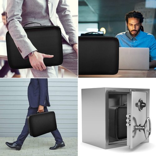 Bisofice Fireproof Document Bag with Lock Zipper Closure Fire & Water Resistant Money Bag Storage Pouch Organizer Case Home Office Travel Safe Bag for Documents Files Money Cards Passport Valuables