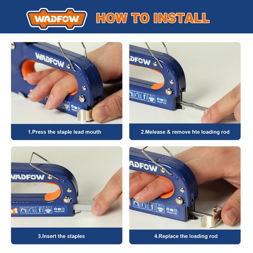WADFOW Heavy Duty 3-in-1 Stapler Gun with 3,000 Staples: Manual Brad Nailer, Power Adjustment Stapler Gun for Wood, Crafts, Carpentry, Decoration and DIY