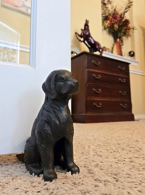 Lulu Decor, Cast Iron Dog with Tail Doorstop, Antique Black