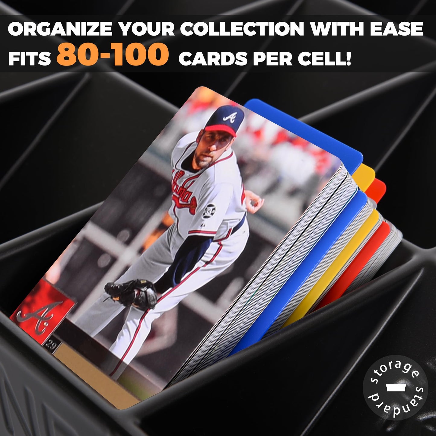 Storage Standard 2 Pack Card Sorting Tray - Stackable Trading Cards Organizer, 15-Compartment Playing Organizing Tool - Sorter for Raw, Sleeved and Toploaders, Includes Label Dividers