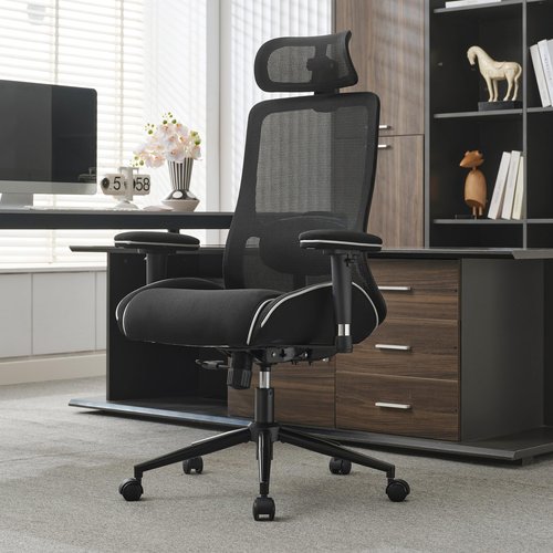 Okeysen Ergonomic Mesh Office Chair with 400 LBS Weight Capacity, High Back Reclining Desk Chair with 4.33'' Thick Padded Seat, Adjustable 3D Armrests and Headrest for Home Office