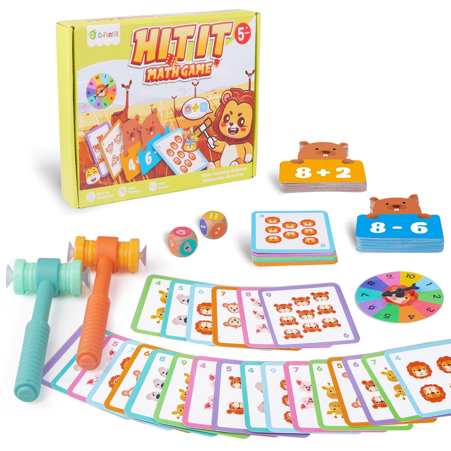 D-FantiX Addition and Subtraction Games, Math Games for Kids, Math Manipulatives for Kindergarten Elementary 1st 2nd Grade, Montessori Educational Learning Toy for Classroom Homeschool