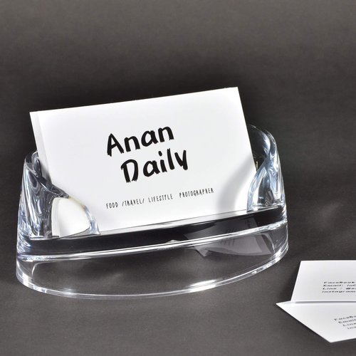COM.TOP - Acrylic Card Holder, 3 Pack of Business Card Holder | Office Supplies, Desk Accessories | Brighten Up Your Table- Clear, 3 Pack